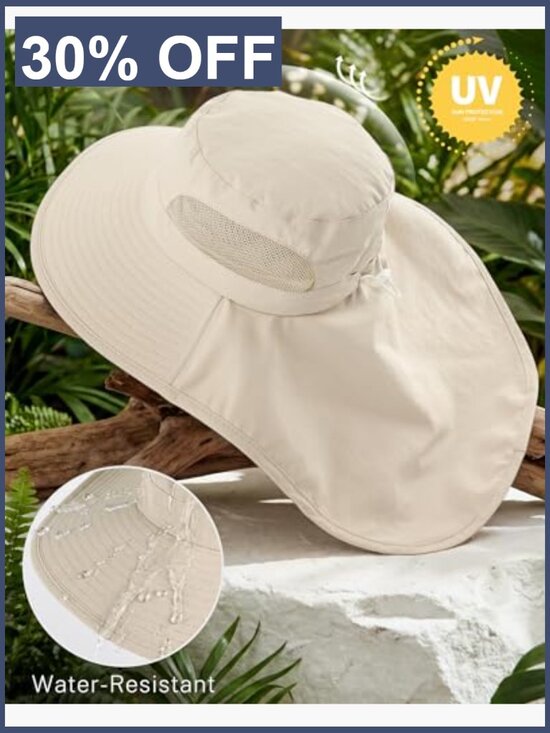 Wide Brim Bucket Hat with Ponytail Hole for Hiking Beach Fishing Running